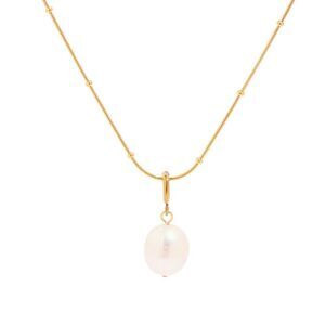 18K Gold Natural Baroque Pearl Pendant Necklace :5